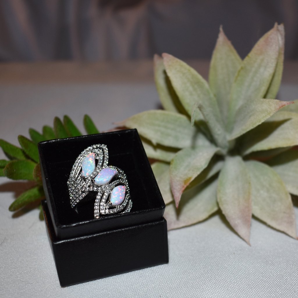Victoria Wieck Synthetic Opal And Cz Sterling Silver Ring, Size 10